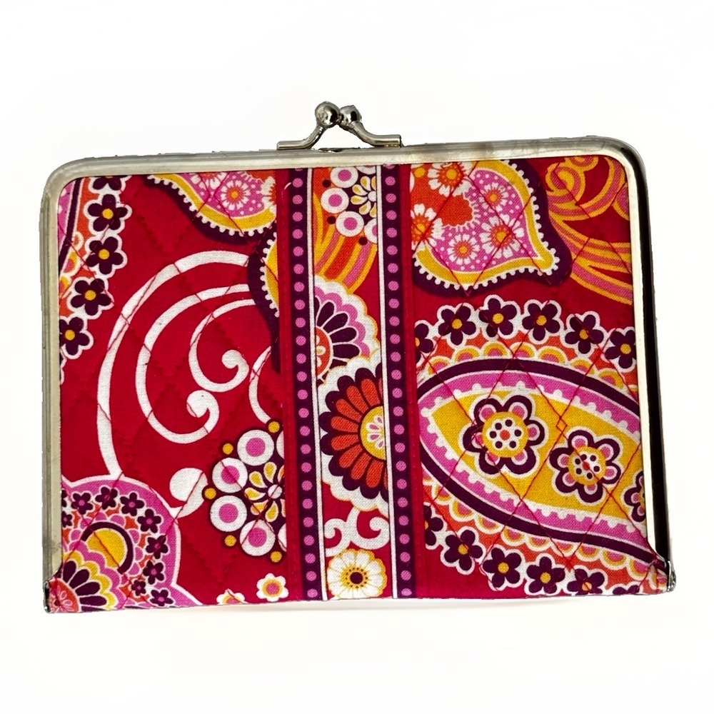 Vera Bradley Photo Album Pink Floral Fabric Slip-in Plastic Sleeves Kiss Lock
